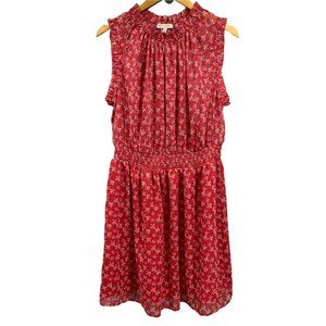 New Maison d’Amelie Metallic Floral Sheer Sleeveless Smocked Sheath Dress Size L